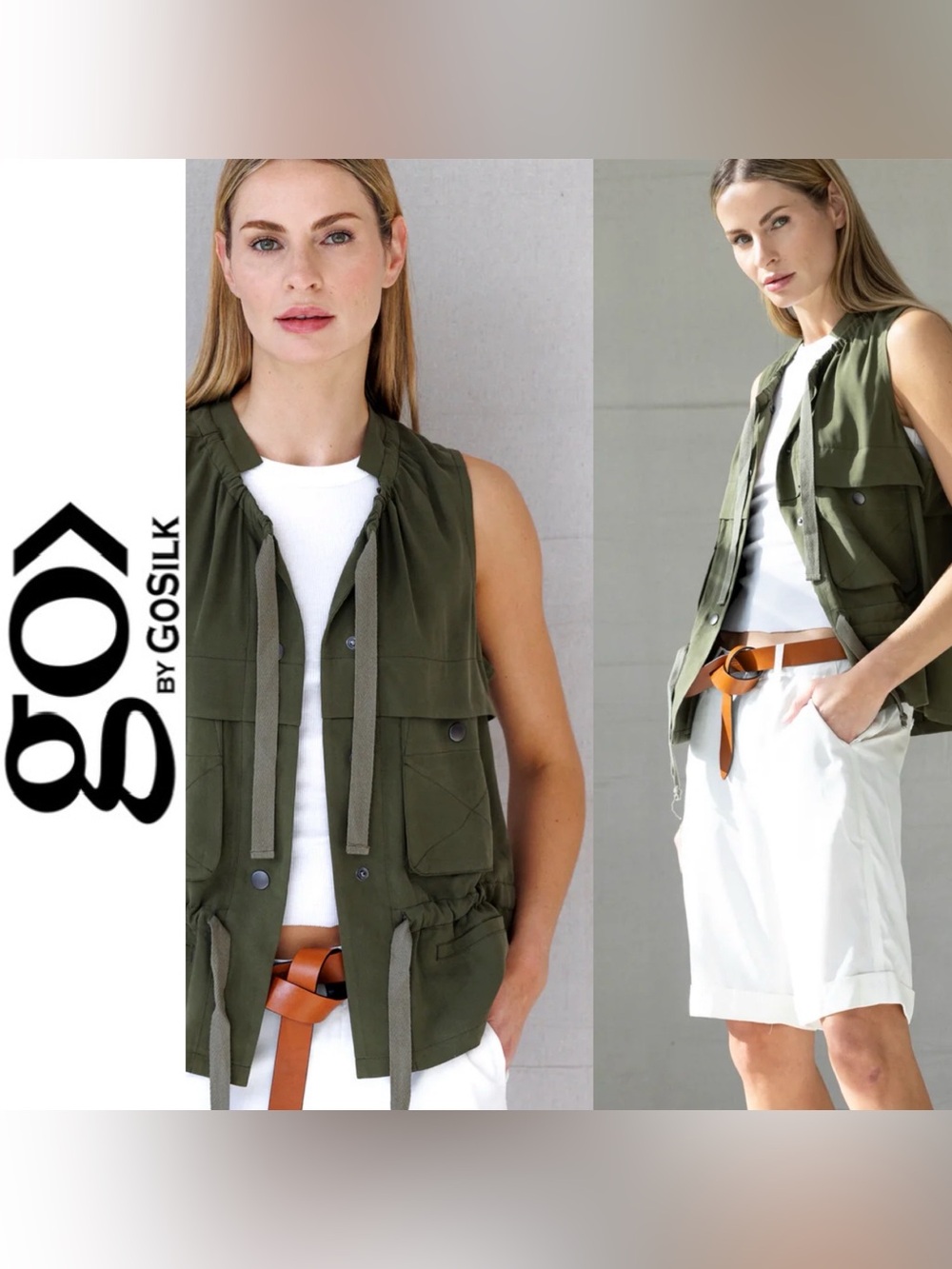 NWT GO BY GoSilk Go Fishing Vest Utility Chino S Silk